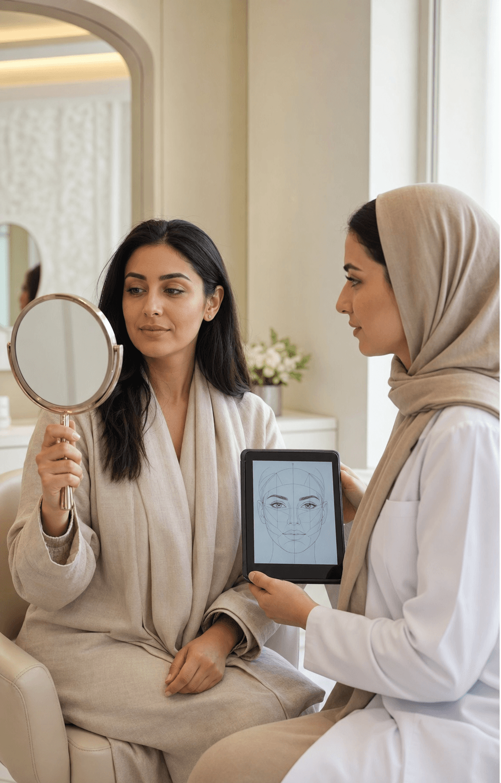 بررسی فول فیس و تناسب اجزای صورت پیش از تزریق فیلر