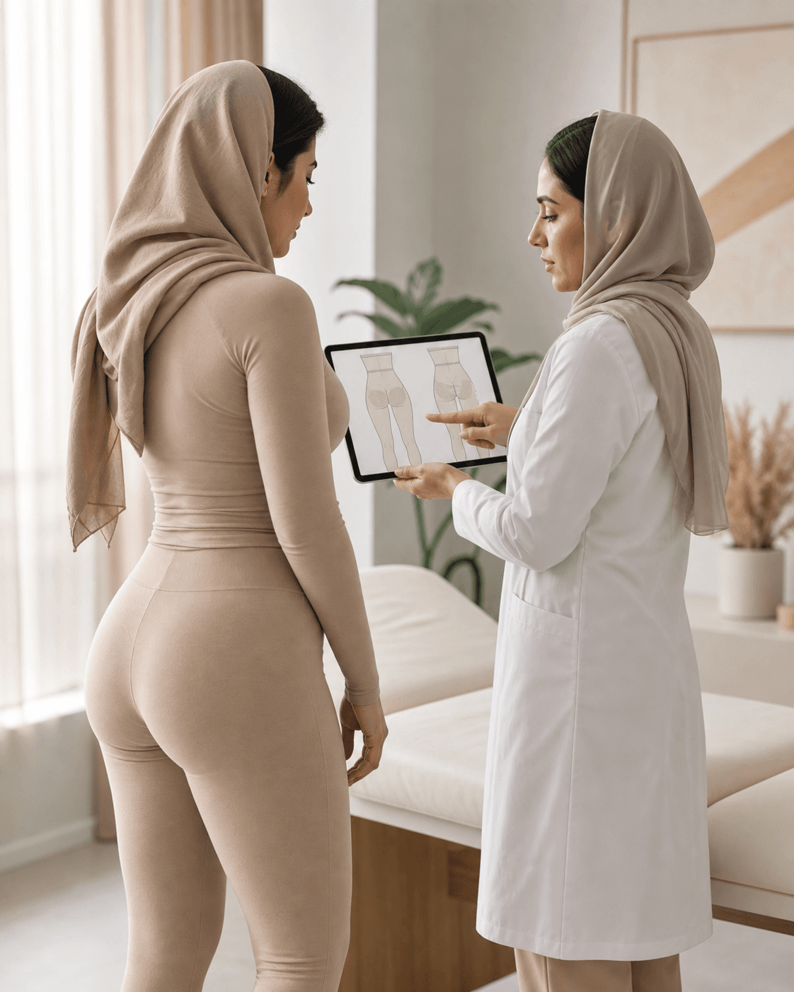 بررسی کانتور باسن و هیپ دیپ پیش از تزریق فیلر بادی